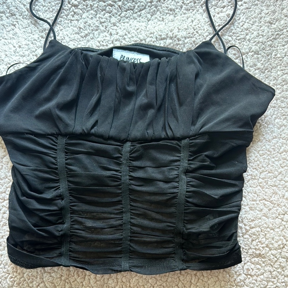 Princess Polly Black Strapless Ruched Camisole